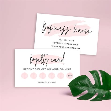 Feminine Loyalty Card Template - Printable Beauty Salon Rewards Cards